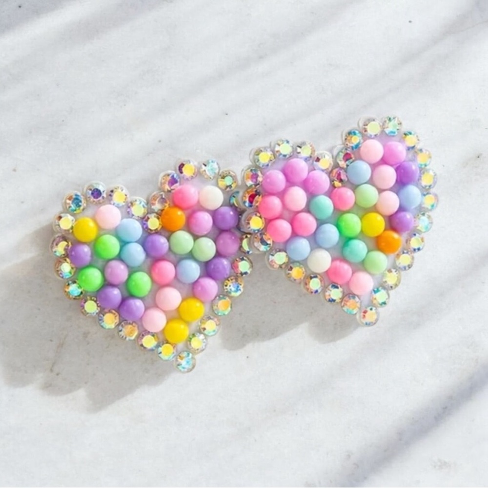 🩷🆕🩷Colorful Heart Beaded Stud Earrings